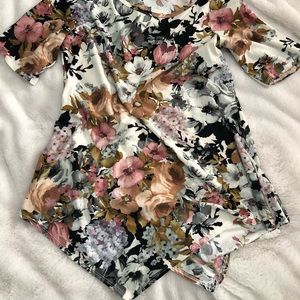 Floral Print Angled Top